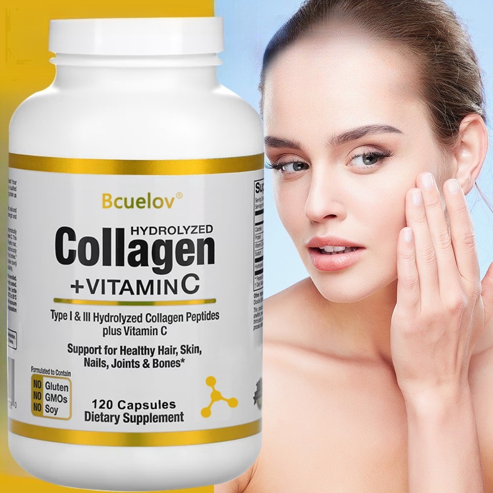 Collagen Peptide Powder - Hydrolysiertes Kollagen-Peptid-Nahrungsergänzungsmittel mit Vitamin C, Anti-Aging,