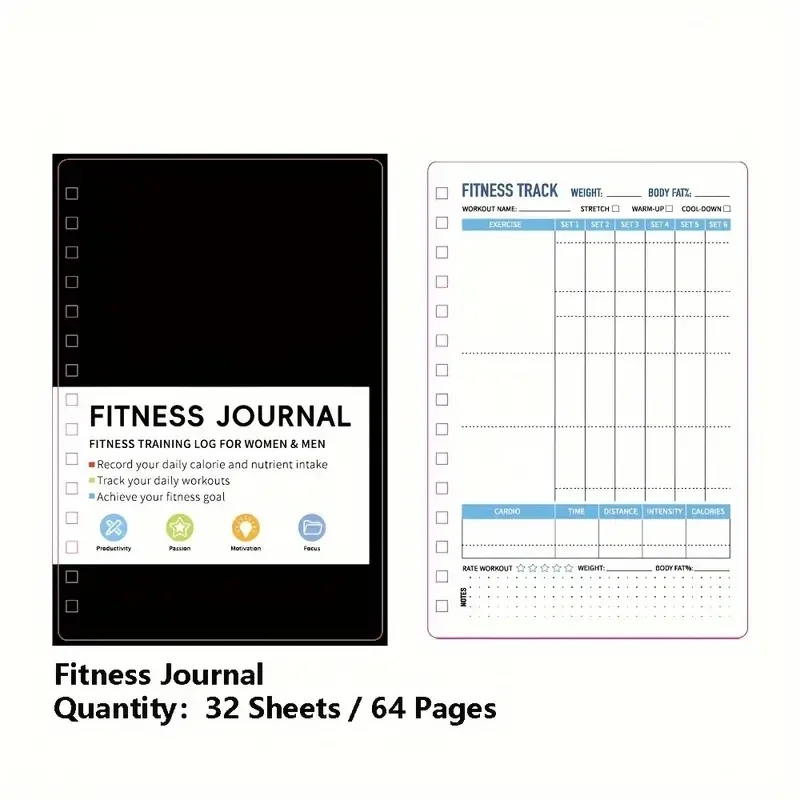Fitness Nutrition Journal - Spiralnotizbuch für tägliche Übungs- und Ernährungspläne,
