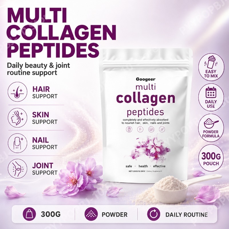 Collagen Peptide Powder - Kollagen-Peptide-Pulver 300g Soja-Proteinisolat Calciumcarbonat Maltodextrin Schnell