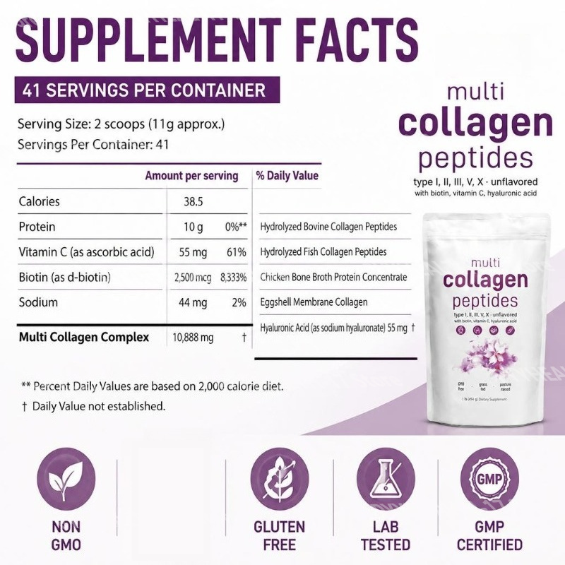 Multi-Kollagen-Peptid-Pulver T – Collagen Peptide Powder Bewertung und Preis